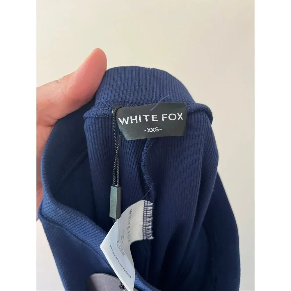 White Fox Boutique Space Navy Offstage Ribbed Bike Shorts NWT Size XXS Vol. 3